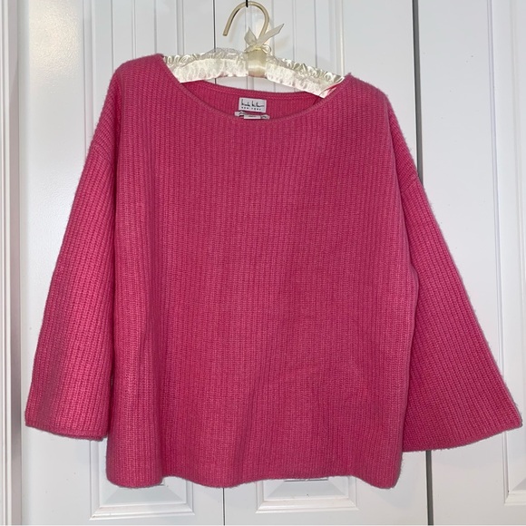 Nicole Miller Sweaters - Nicole Miller Pink Merino Wool and Cashmere 3/4 Sleeve Knit Sweater